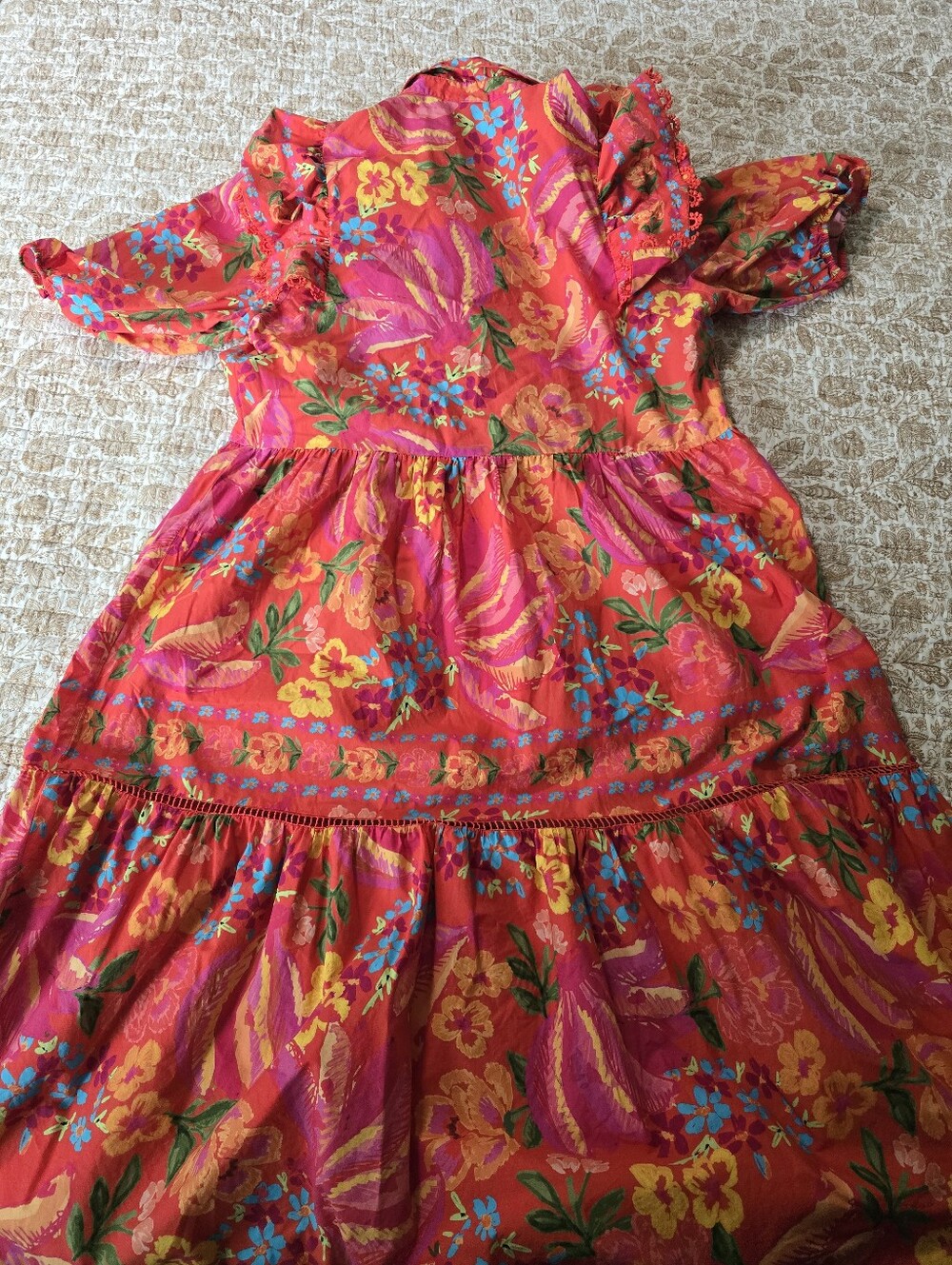 Farm Rio Red Spring Bananas Midi Dress, XL - Picture 6 of 8